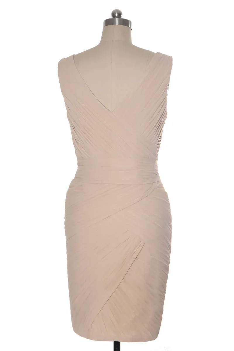 Champagne Knee-Length Ruched Gala Dress