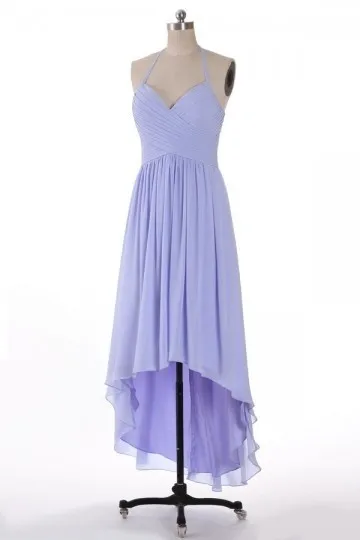 Gala dress with thin spaghetti straps short front long back