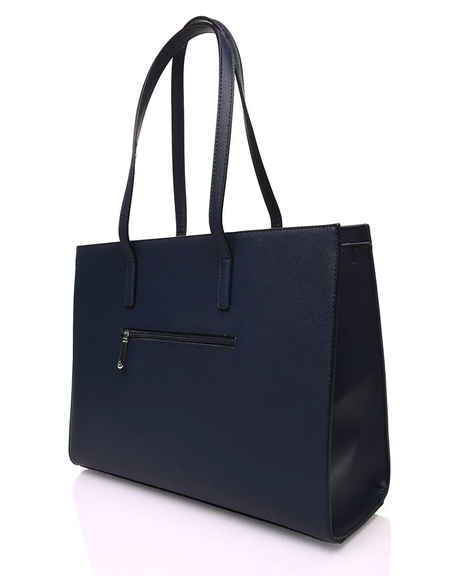 Navy Blue Rectangular Hard Handbag