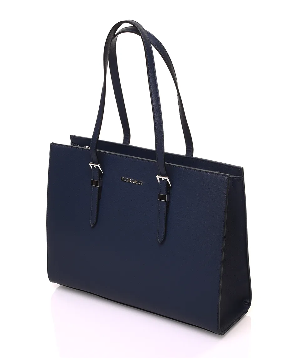 Navy Blue Rectangular Hard Handbag