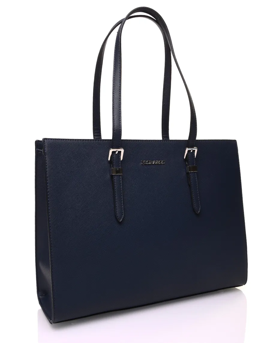 Navy Blue Rectangular Hard Handbag