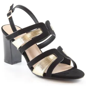 Black women's sandals on the Vinceza 17271 post in black