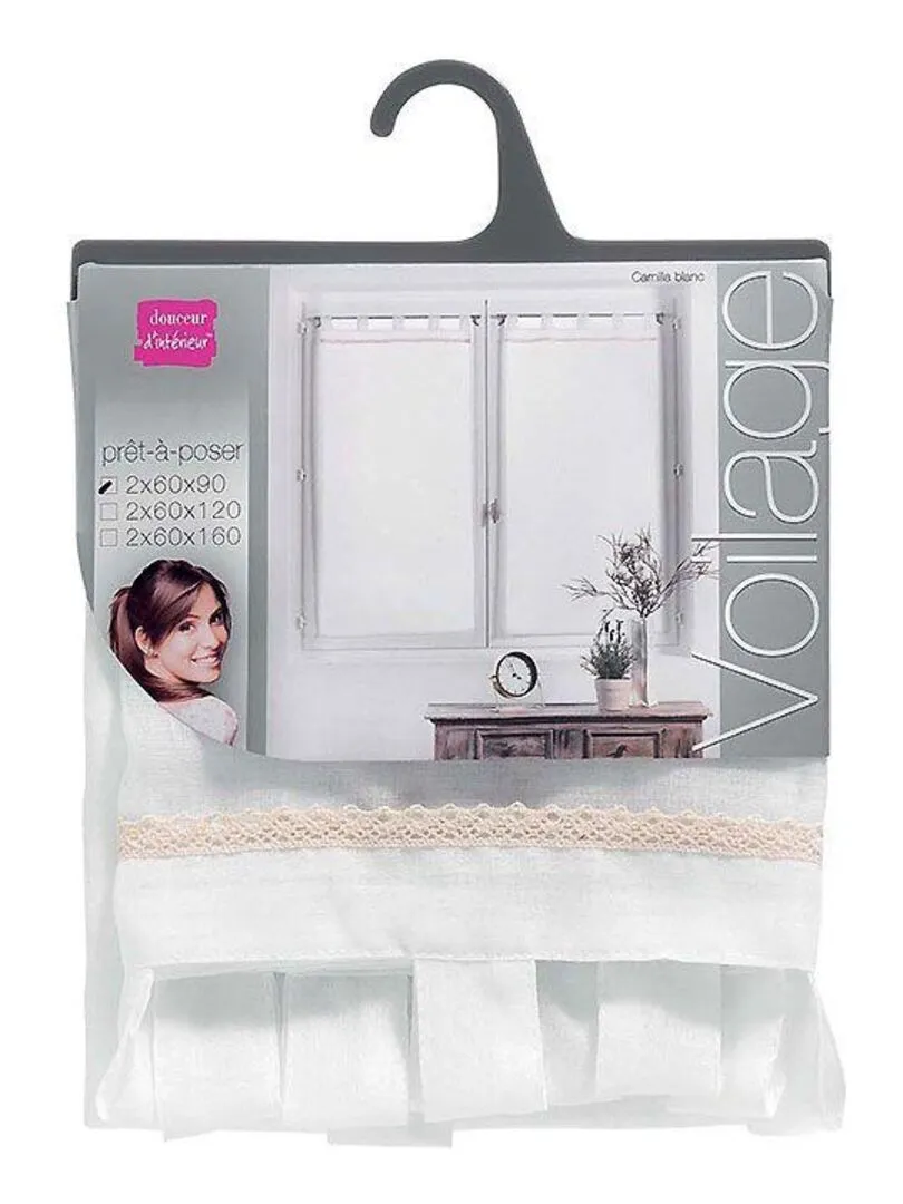 Sheer Curtain Panels Set of 2 - Camilla Collection in White.