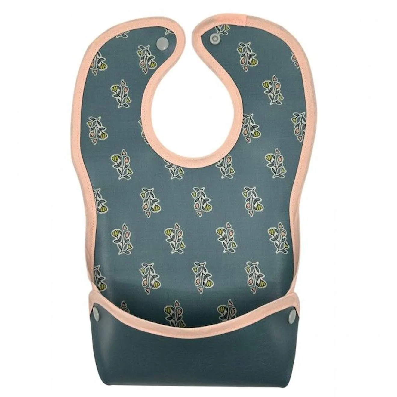 Smart Bib® Indian Flowers for Babies 6 Months and Up, Made of PVC-Coated Cotton, Waterproof and Easy to Clean.