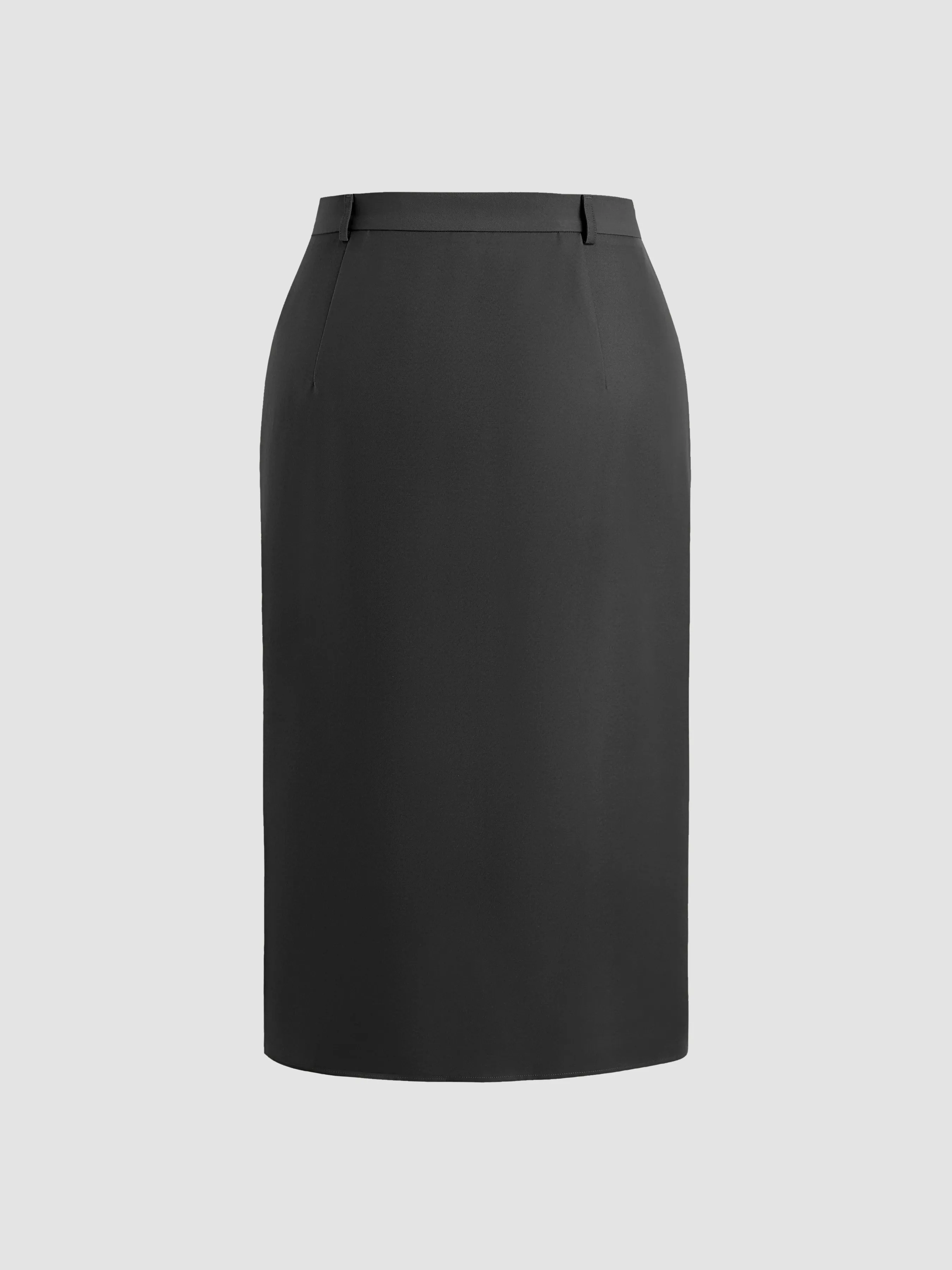 Solid Color Curve & Plus Size Mid-Waist Split Maxi Skirt