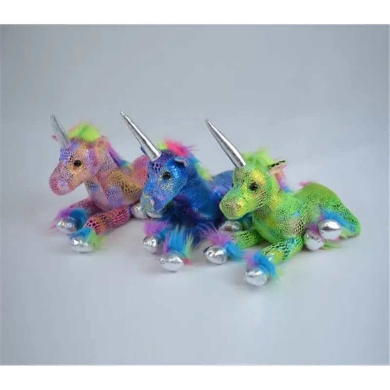 Sparkling Pink Blue and Green Unicorn Stuffed Animal