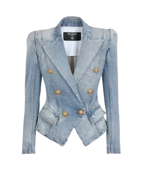 Tailored denim blazer.