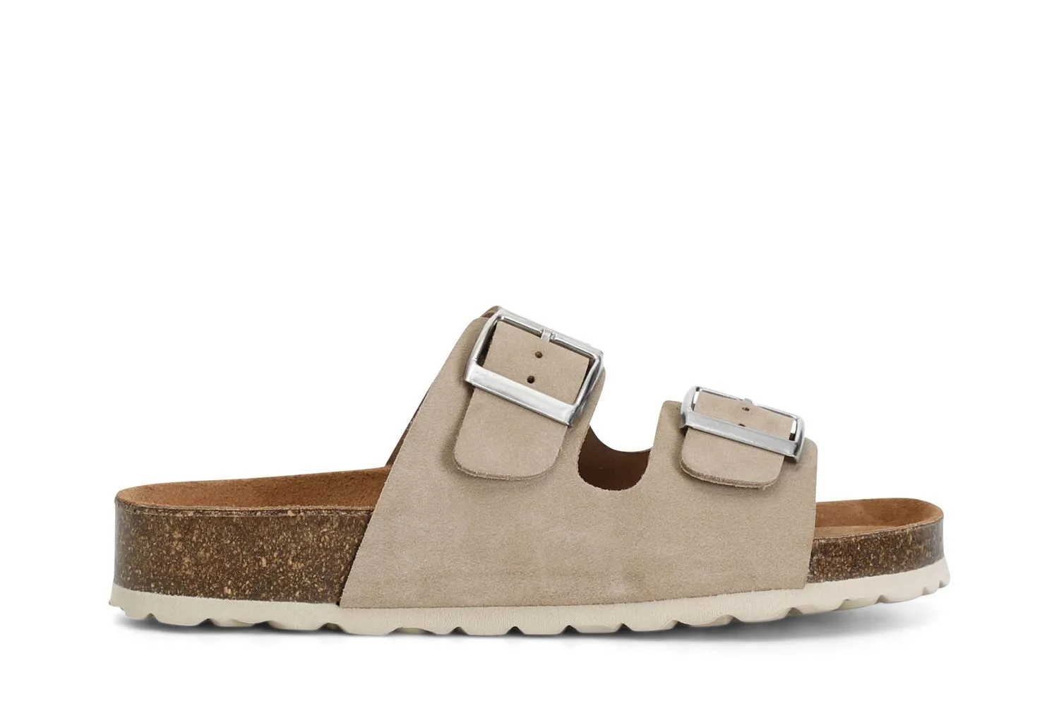 Taupe Suede Double Strap Mules - CafèNoir