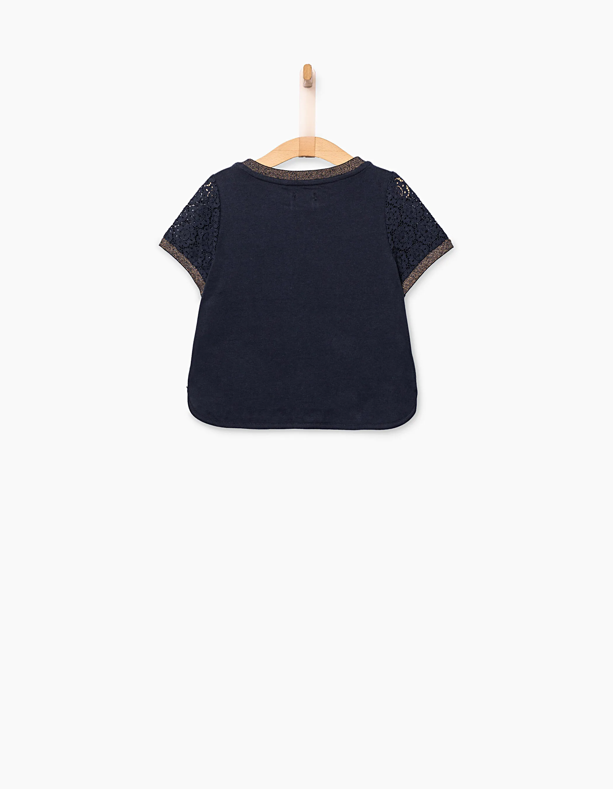 Top cropped navy en dentelle fille