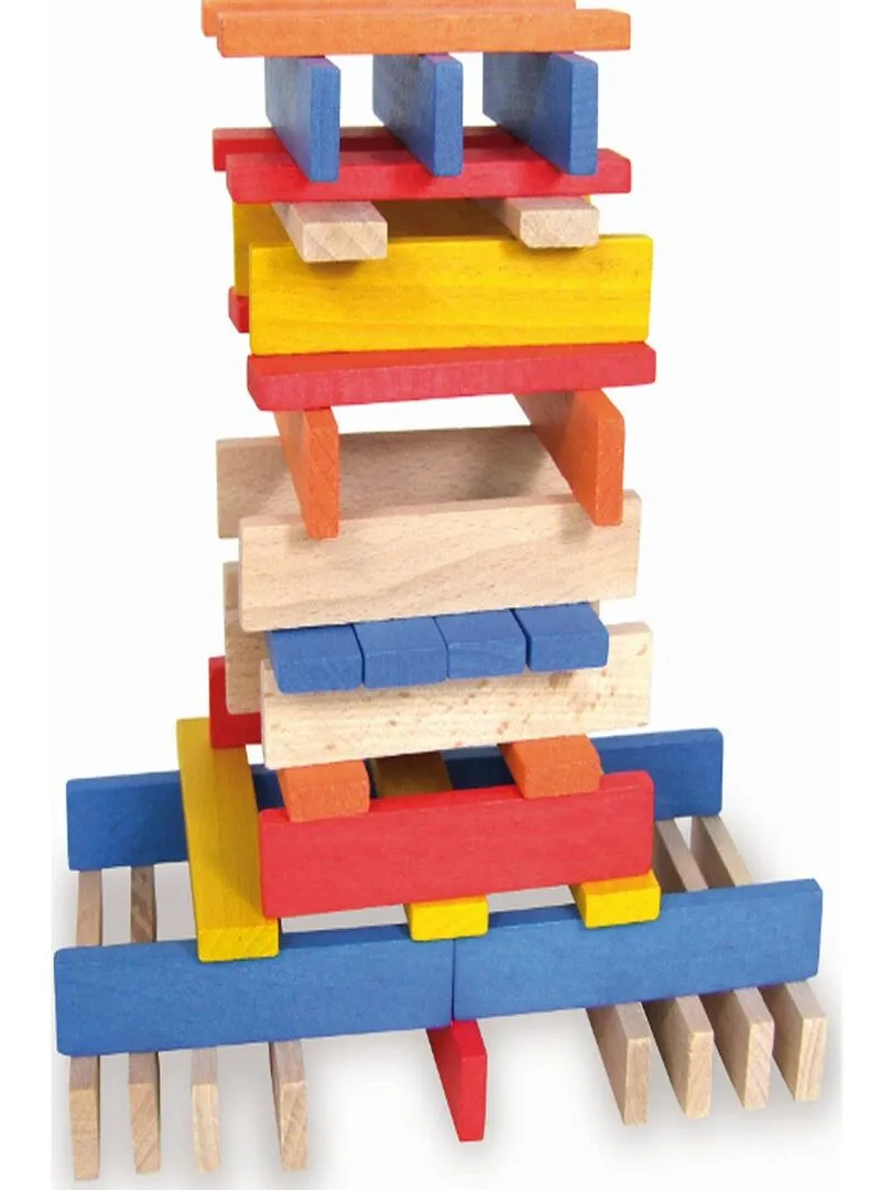 Vilac Batibloc Color 100 Colored Wooden Building Blocks - N/A