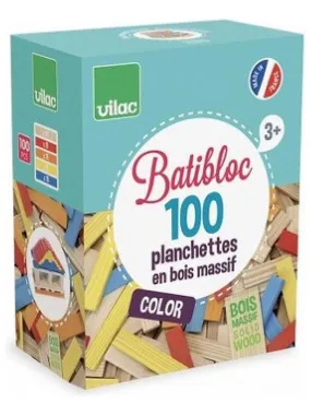 Vilac Batibloc Color 100 Colored Wooden Building Blocks - N/A