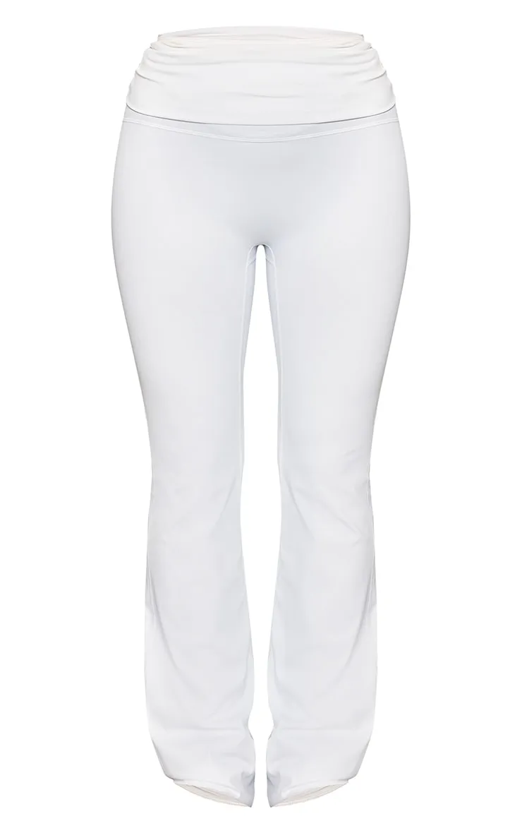 White Flare Yoga Pants in Sculpt with Folded Waistband