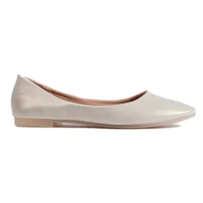 Women's Beige Ballet Flats in Vegan Leather by Shelovet