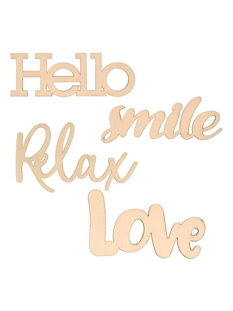 Wooden Words Relax Smile Love Hello - N/A