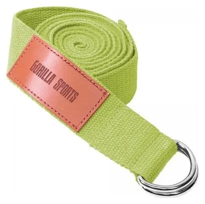 Yoga Cotton Strap - Stretching Belt - Metal Closures - 11 Colors - Green